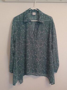 CABI WOMEN'S TOP CHASE FIELD OF FLOWERS LONG SLEEVE SHEER COTTAGECORE SIZE S